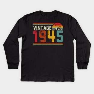 Vintage 1945 Birthday Gift Retro Style Kids Long Sleeve T-Shirt